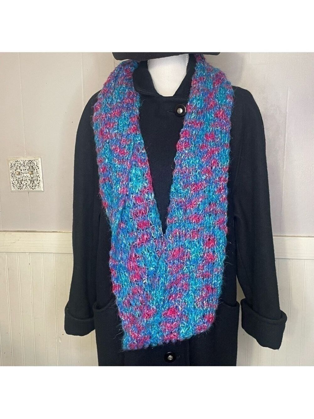 D&Y Knit Infinity Scarf blue pink